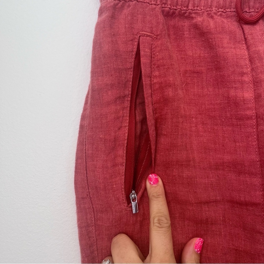 Athleta Retreat 100% linen Jogger Pant size 2 Coral Salmon Color - Picture 5 of 12